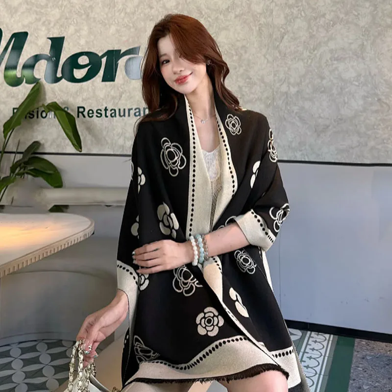 

Классический элегантный шарф из искусственного кашемира с цветами, длинная шаль, женский зимний шейный платок, весна-лето, вечерние пончо для путешествий