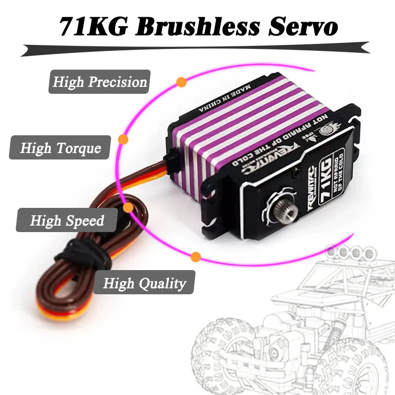 

RevvitRC RC Servo High Digital Torque Servo 71KG IP67 Waterproof Servo Brushless High Speed Servo for 1/8 1/10 RC Car Boat Robot