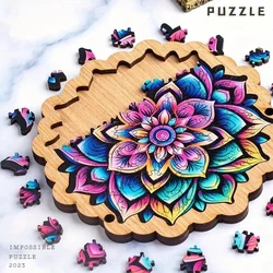 Galaxy Inspired Irregular Wooden Puzzle Colorful Blooms High Difficulty Level Perfect for Christmas & Halloween Gifts