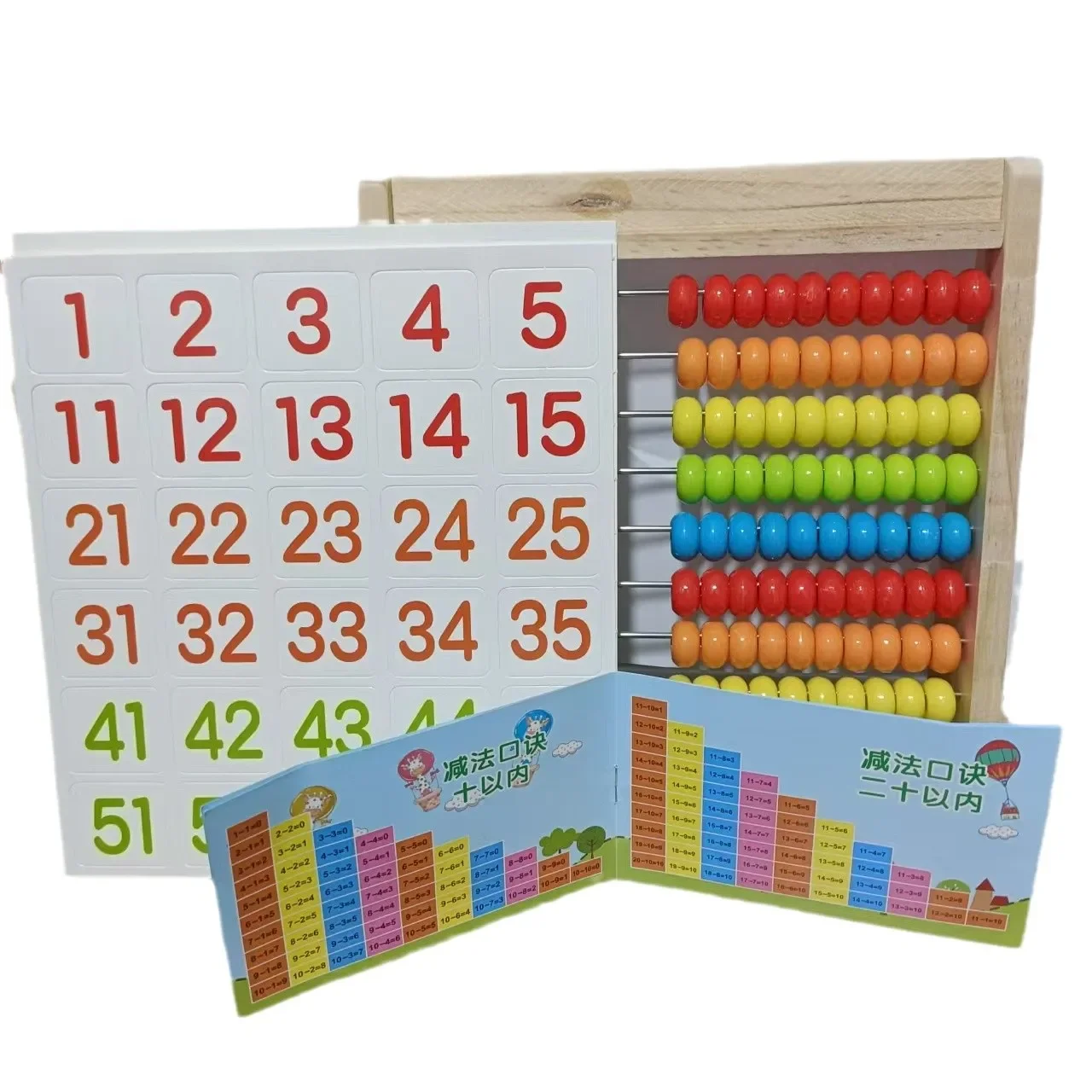 Juguetes de matemáticas, algoritmo del ábaco, cálculo matemático agregar, resta, múltiples y dividir tarjetas numéricas, tablero de enseñanza infantil