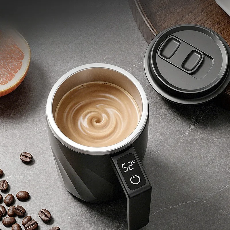 Stainless Steel Coffee Cup Intelligent Temperature Measurement Automatic Mixing Cup Portable Milk Shaking Mixing Cup