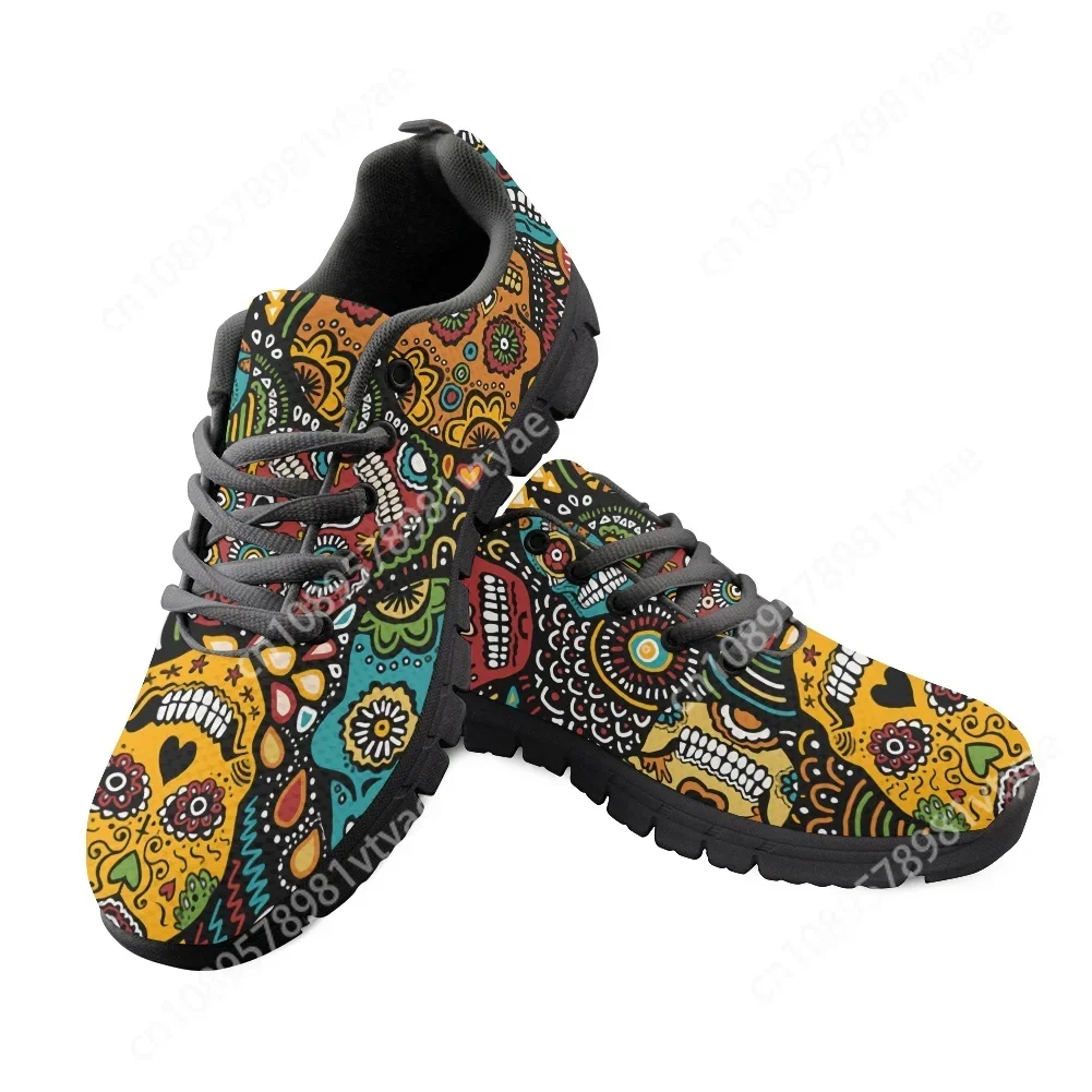 

FORUDESIGNS Classic Sugar Skull Printed Men Flats Sneakers Brand Design Spring/Autumn Lace Up Shoes Breathable Male Walking Shoe