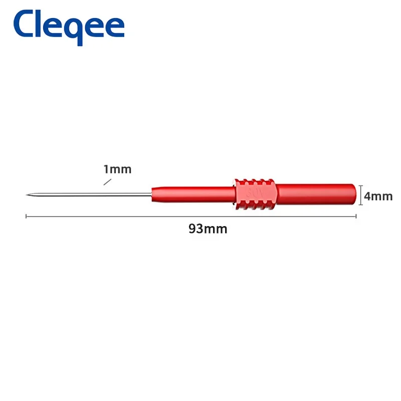 Cleqee-sondas de prueba flexibles P5009, multímetro de 4 piezas, sonda de punción no destructiva, Piercing aislado de PVC suave, aguja de 1mm