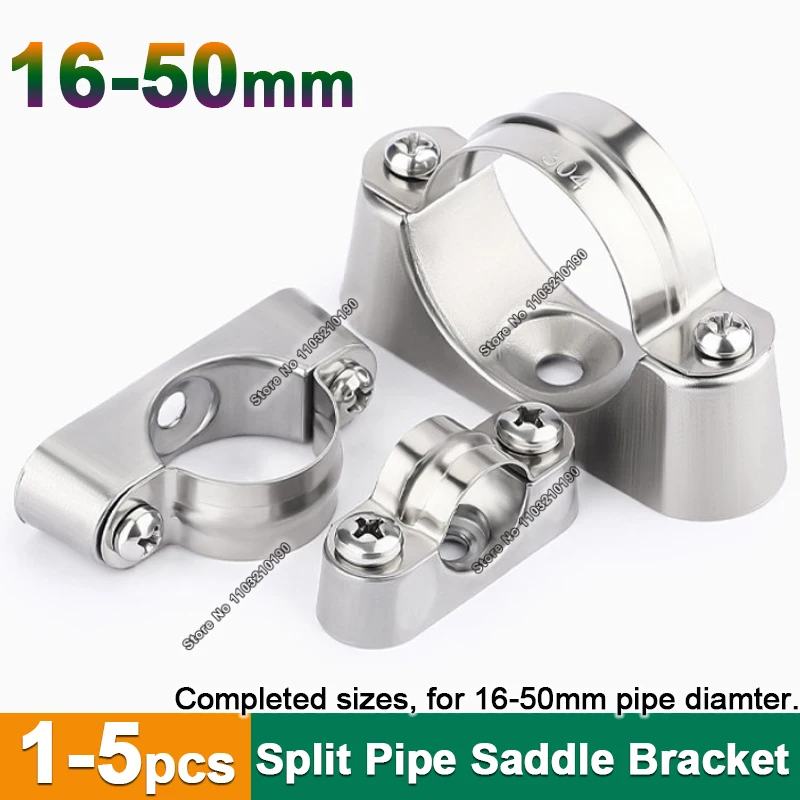 16mm-50mm Off-Wall Code Split Pipe Saddle Bracket Aluminum Alloy / Stainless Steel Pipe Clamp Fixed Clip With Screw Saddle Card