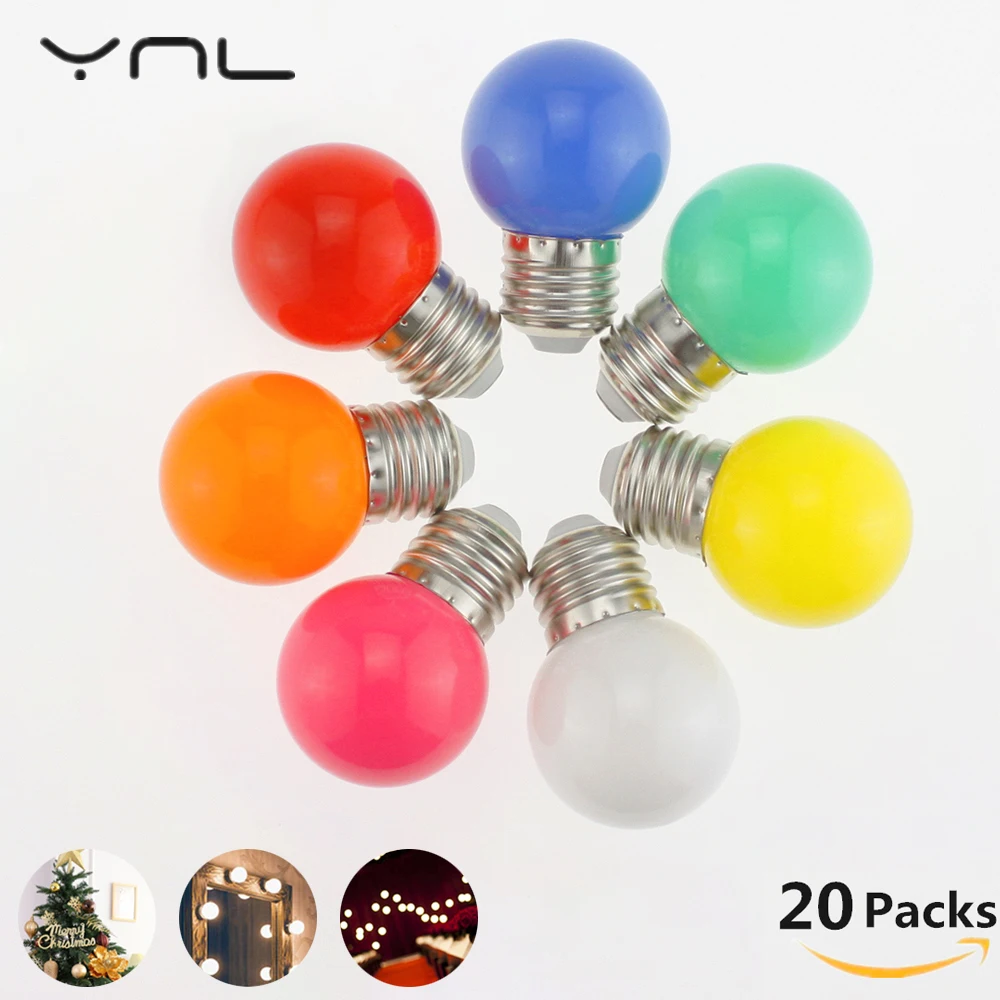 20pcs E27 220V LED Light Bulb Colourful LED Lamps For Christmas Wedding Holiday Party Home Decor Indoor Lighting Lamps Bulb