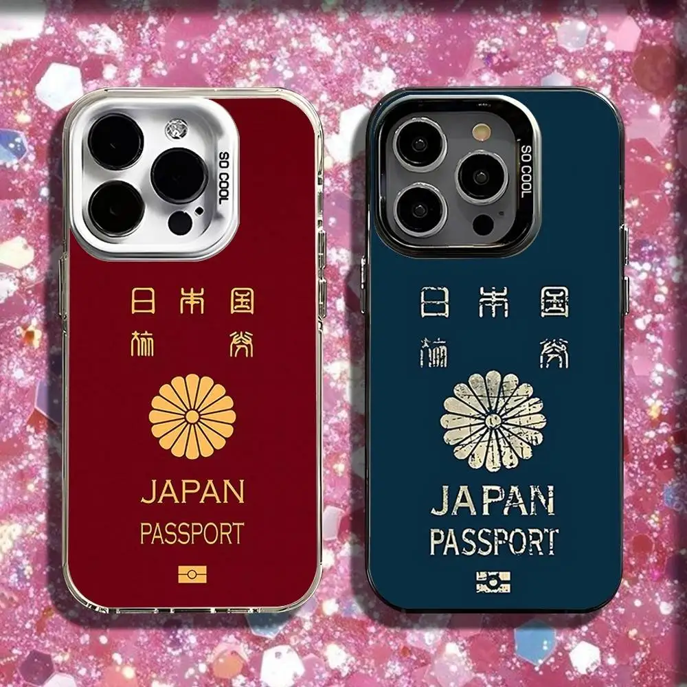 

Japanese Passport Phone Case For iPhone 16,15,14,13,12,11,Pro,Max,Plus,Mini,SE Black White Matte Shockproof Cover