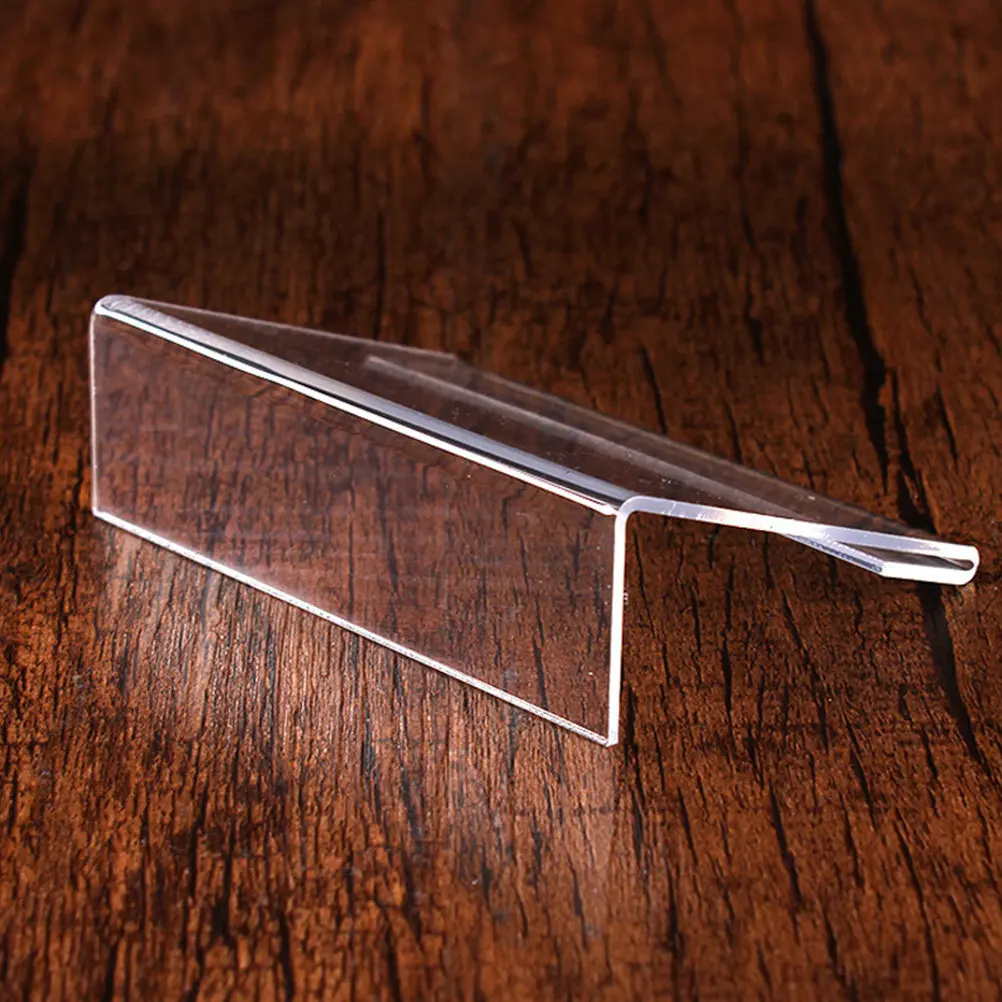 10Pcs Acrylic Price Display Holder Rack Clear Wear-Resistant L-Shaped Sign Stand for Supermarket Store Restaurant Office Wedding