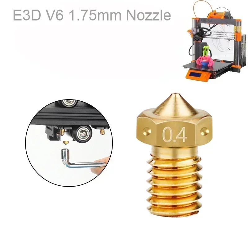 

2pcs 1.75mm x 0.40mm/0.3mm Extra CNC Brass Nozzle accessory for E3D V6 Hotend TitanJ Prusa Mini Plus Prusa I3 MK3S+