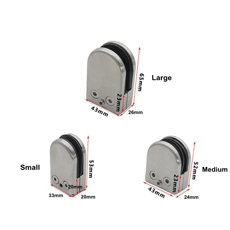 304 Edelstahl Glas Klemmen Verstellbare Glas Halter für Treppe Handlauf Glas-zu-Boden Feste Halterung 65x43x26