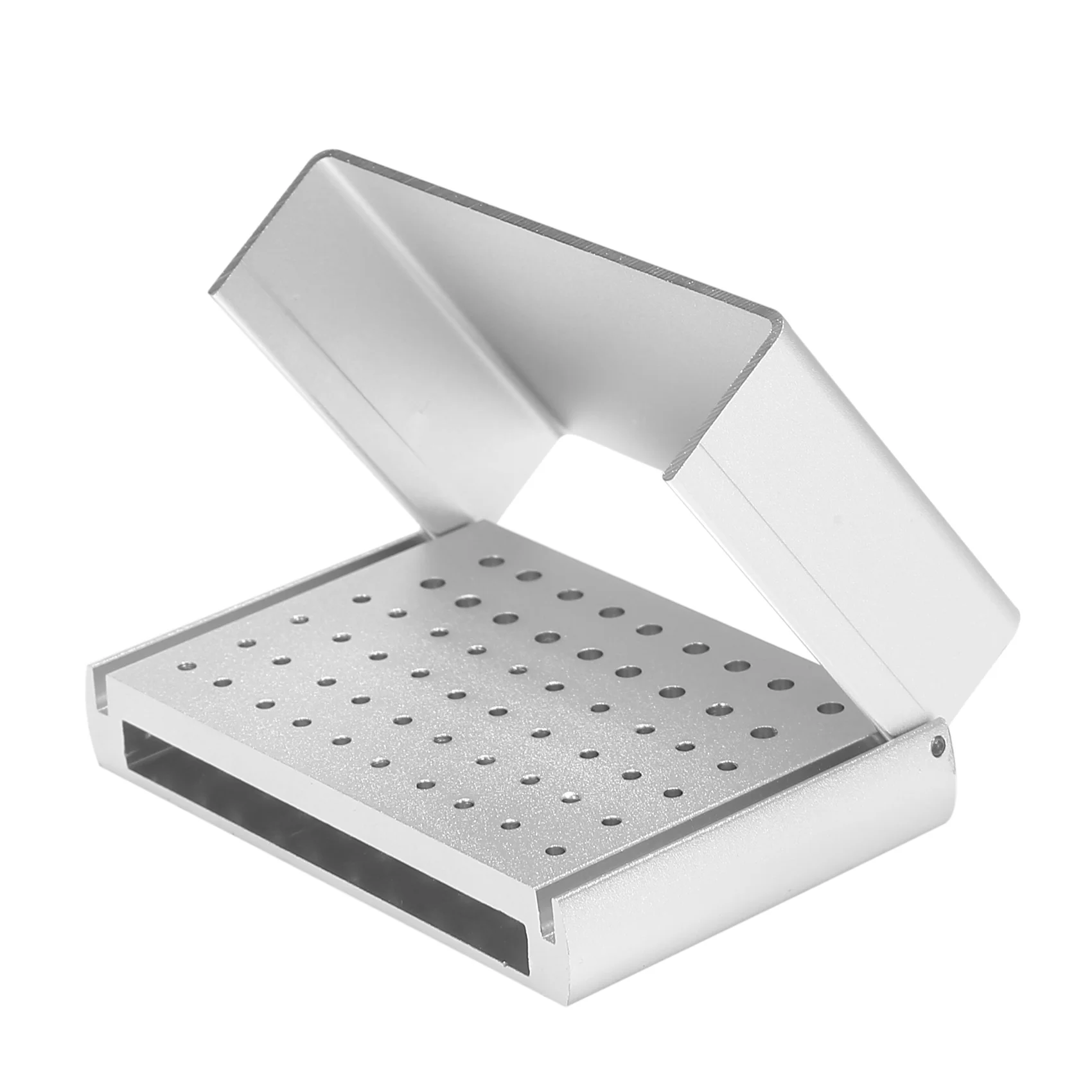 Disinfection Box 58-Hole Aluminum Alloy Dental Bur Box High and Low Speed Mobile Grinding Head Box Bur Holder Bur Box-B