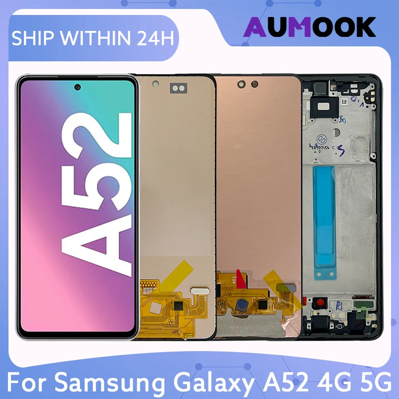 AMOLED LCD Display For Samsung Galaxy A52 4G 5G A525 A526 LCD Touch Screen Digitizer Assembly A525F A525M A526B Repair Parts