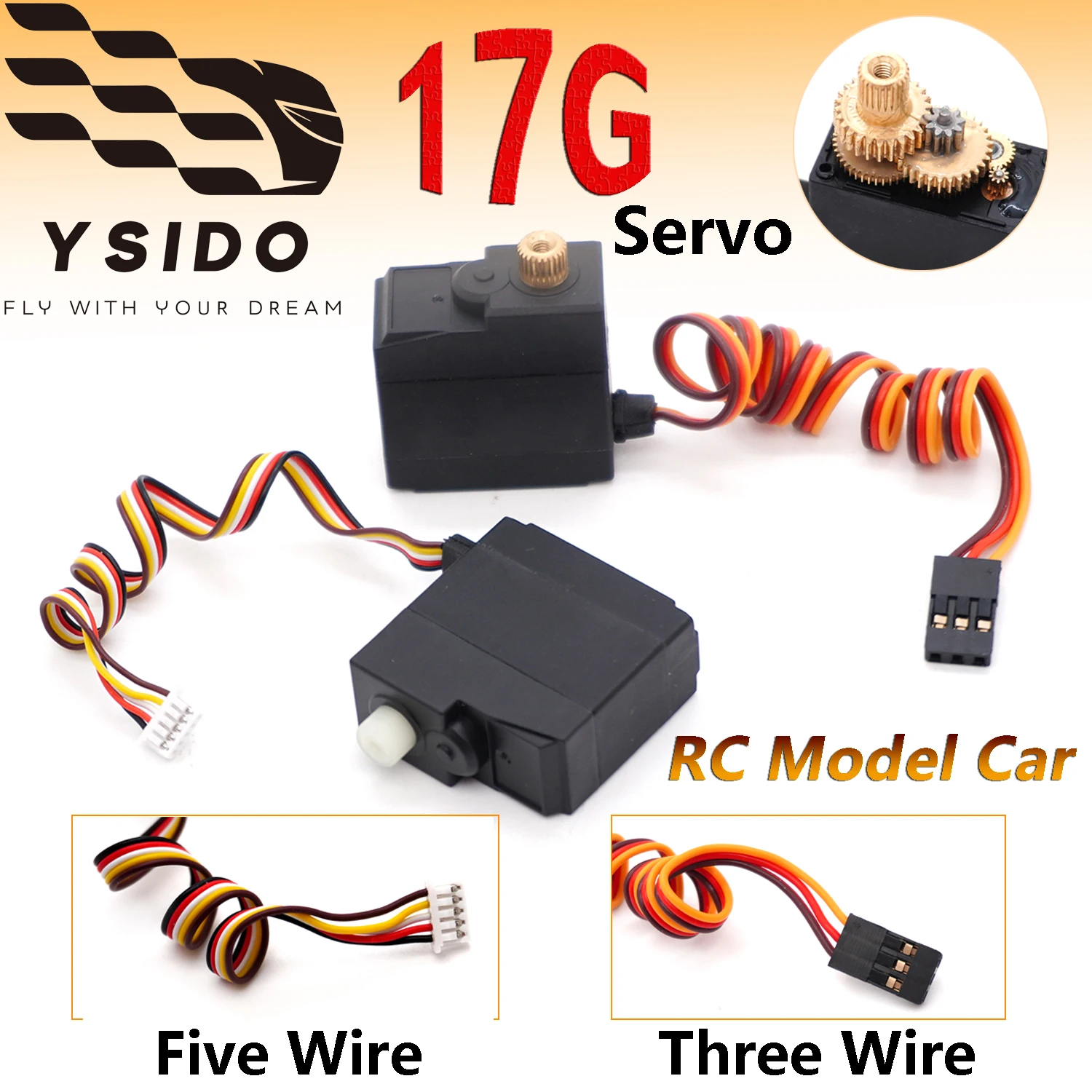 YSIDO 17G 3/5 проводной рулевой сервопривод из металла/пластика для 1/16 MJX 16207 SCY 16101 16102 JJRC Q130 PRO RC бесщеточная модель автомобиля