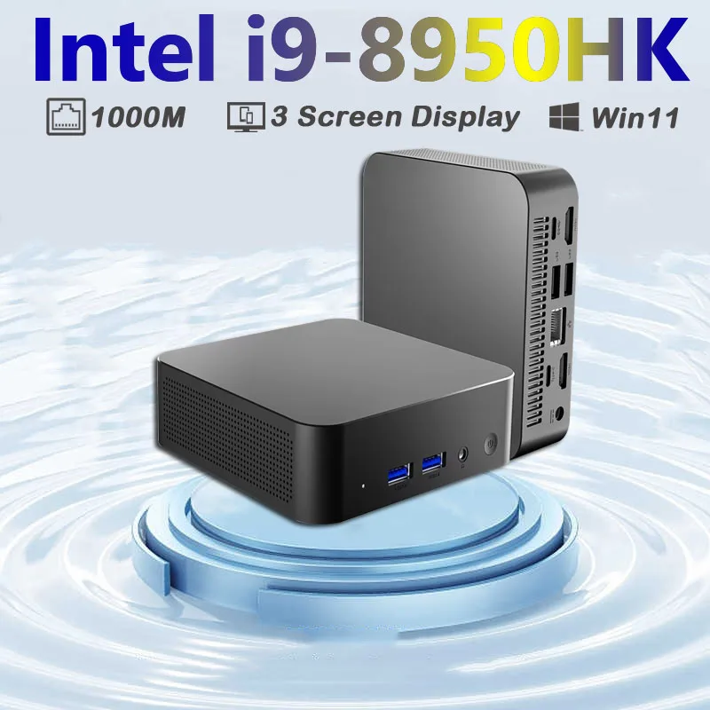 Windows 11 Mini PC Computer Intel Core i9 8950HK Small Pocket Computer 16GB RAM 1TB SSD Type-C 4K 60Hz Mini Desktop PC Gaming