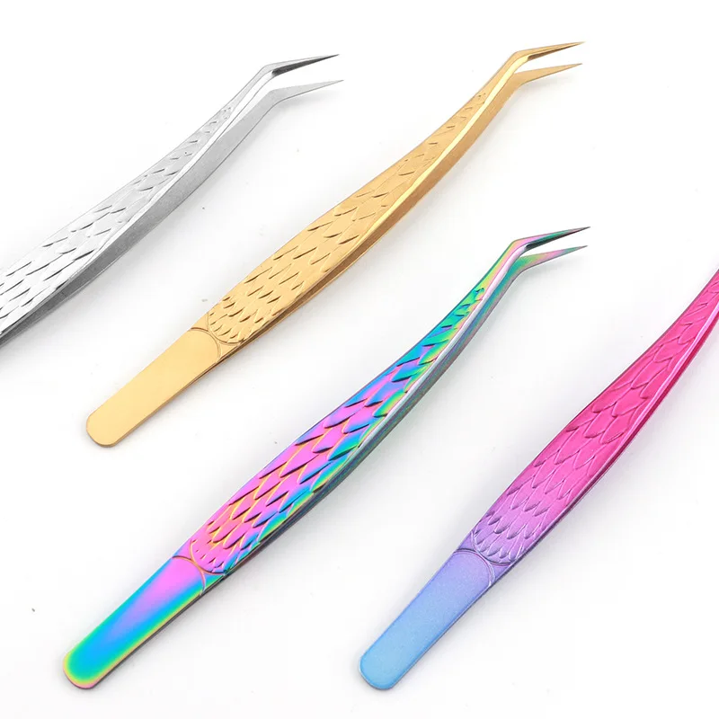 1PC Professional False Lashes Tweezers Eyebrow Hair Nail Art Tongs Fans Volume Eyelashes Extension Clip Precision make up Tools