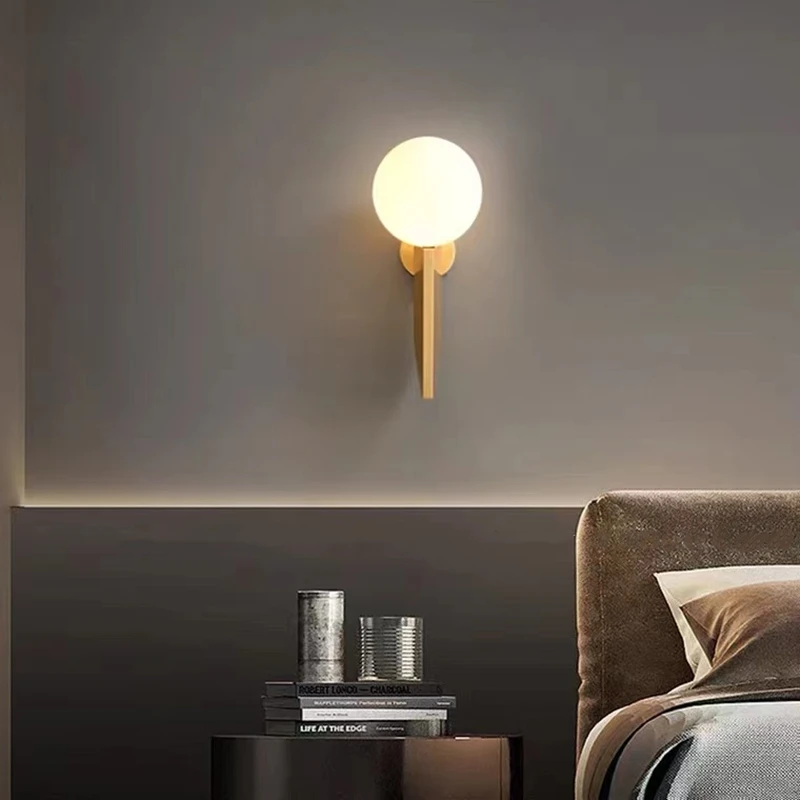 

Modern Luxury Copper Wall Lamp LED Minimalist G9 Bulbs Sconce Bedroom Living Room Aisle Background Wall Light Gold Stair Light