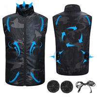 Men's Ice Vest Fan Air Conditioner Clothes Cool Vest Sport USB Rechargeable Cooling Vest Workers Summer Camping Fishing Overalls