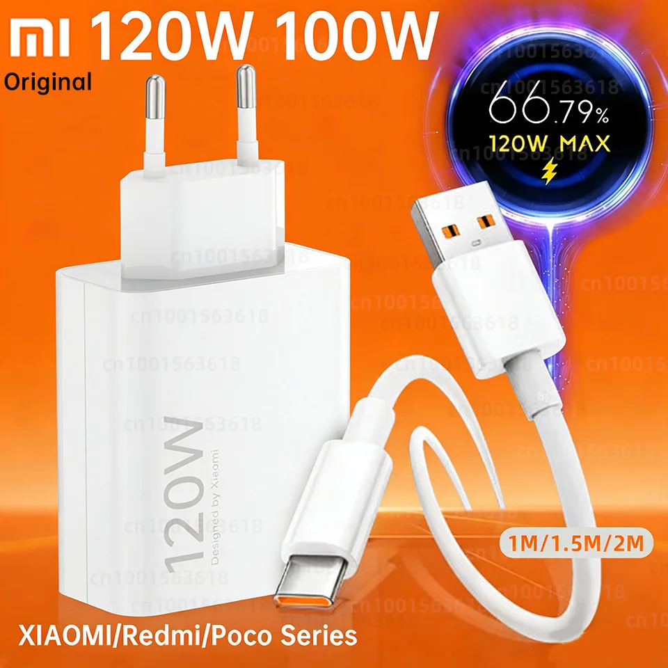 Original XIAOMI 120W Charger Hyper Turbo Charging Cable Mi 17 Pro Max 14T 15T 15 12T Redmi K90 K70 Note 13 Poco F8 F7 Ultra X7