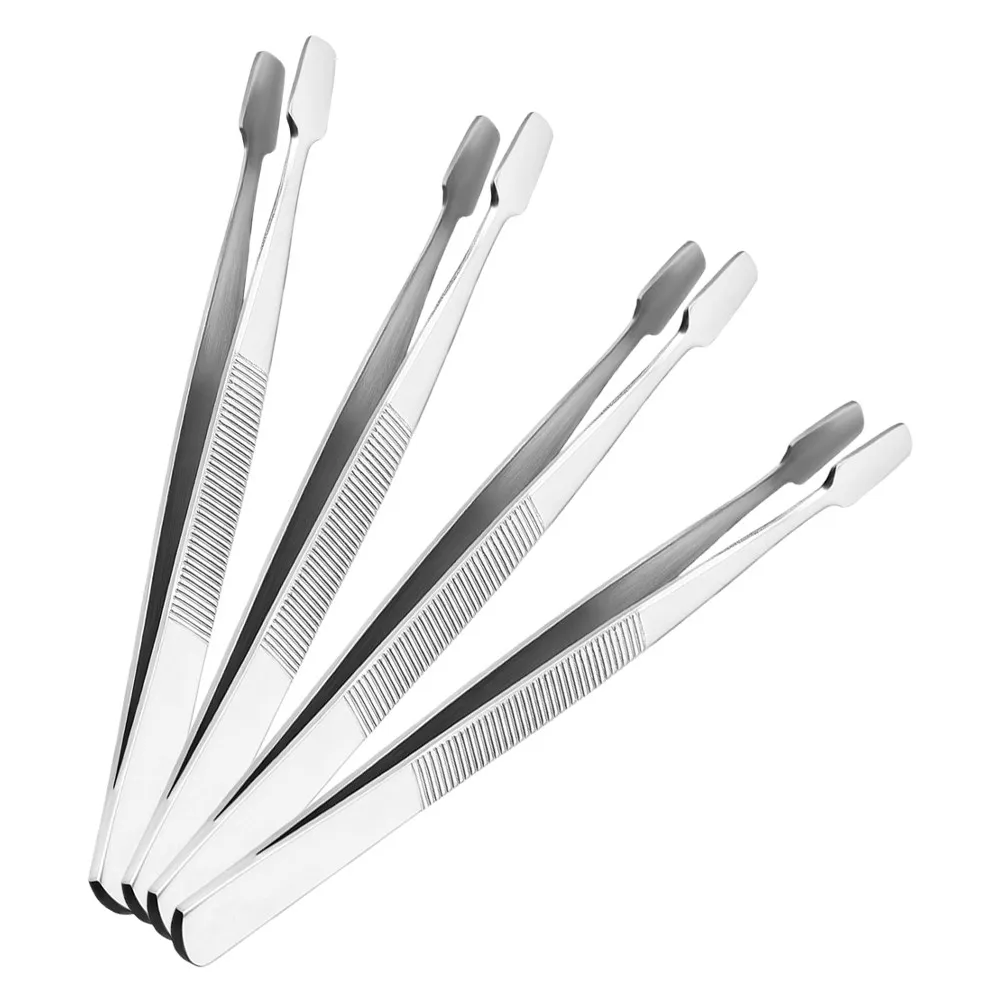 Stamp Collecting Tweezers 4 Piece Stainless Steel Flat Tip Precision Tongs for Philately Handling Supplies