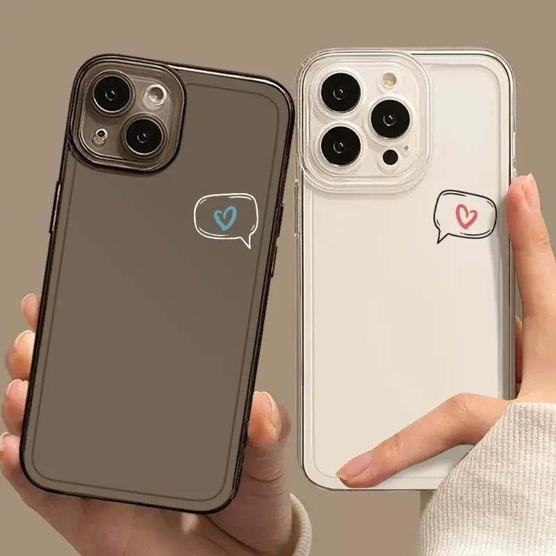 Sending Love Messages Couple Phone Case For iPhone 16 15 11 12 14 13 Pro Max Mini XS XSM XR 7 8 Plus SE4 16e Cute Covers Fundas