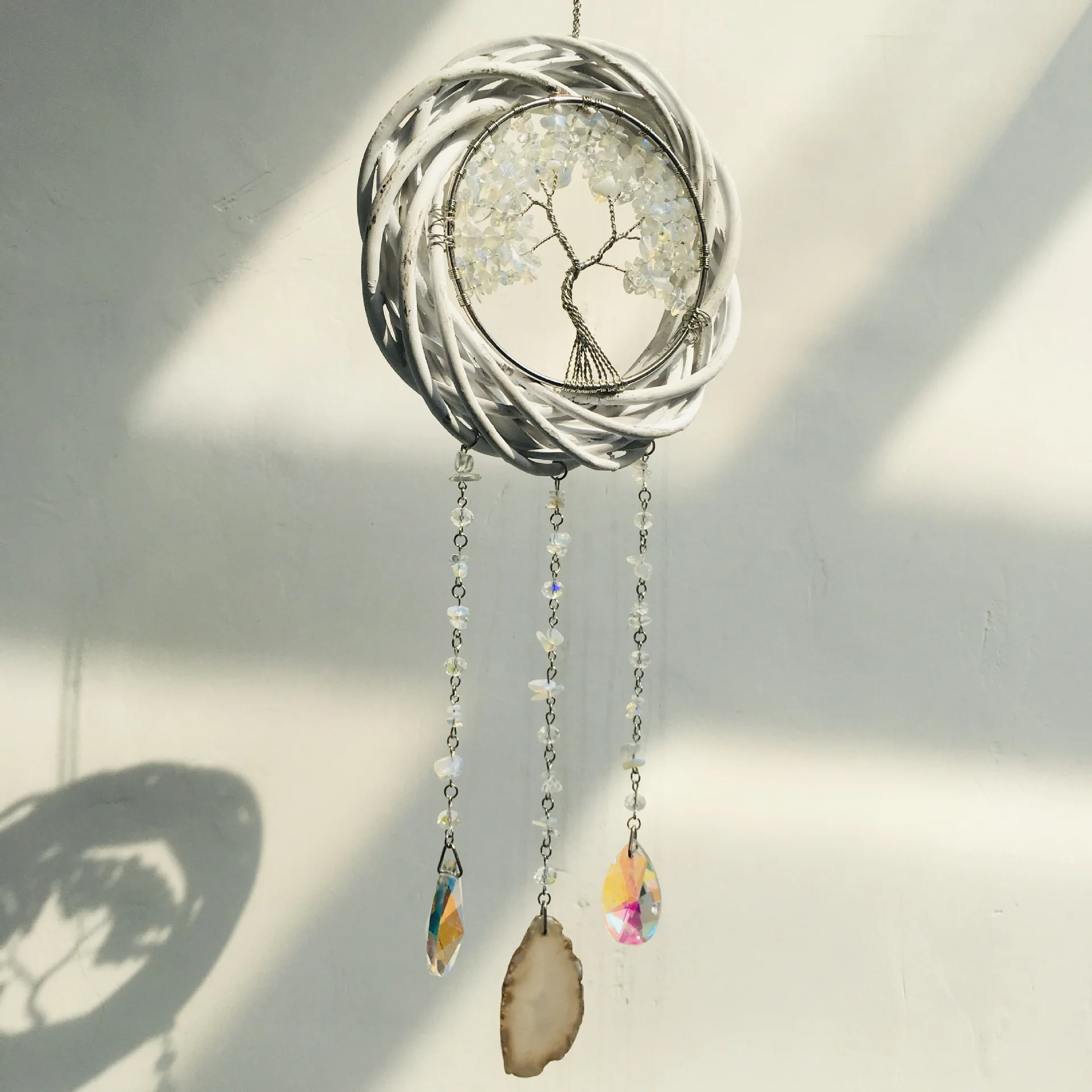 Handmade Suncatcher Crystal Sun and Moon Crystals Prism Rainbow  Garden Decoration Hanging Sundrop Window Patio Ornament