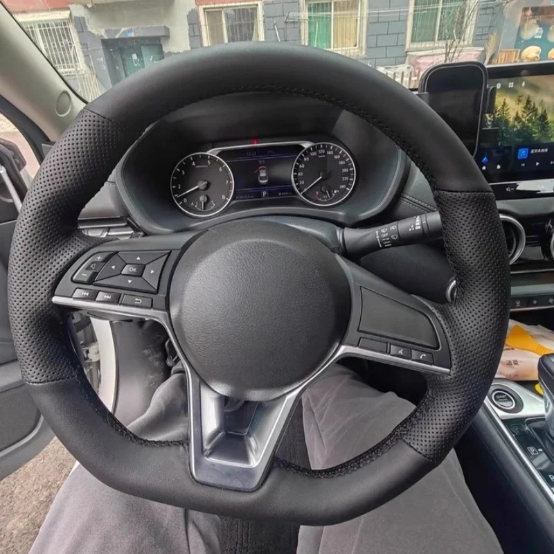 

Hand-Sewn Microfiber Leather Car Steering Wheel Axela Teana Qashqai 2019-2023 Accessories Steering Wheel Cover For Nissan Sylphy