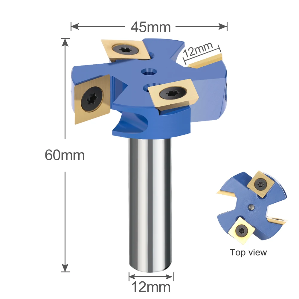 XCAN CNC Spoilboard Surfacing Router Bit 1/2 Shank Dia 45 59mm Carbide Insert Slab Flatting Wood Planer Bit Milling Cutter