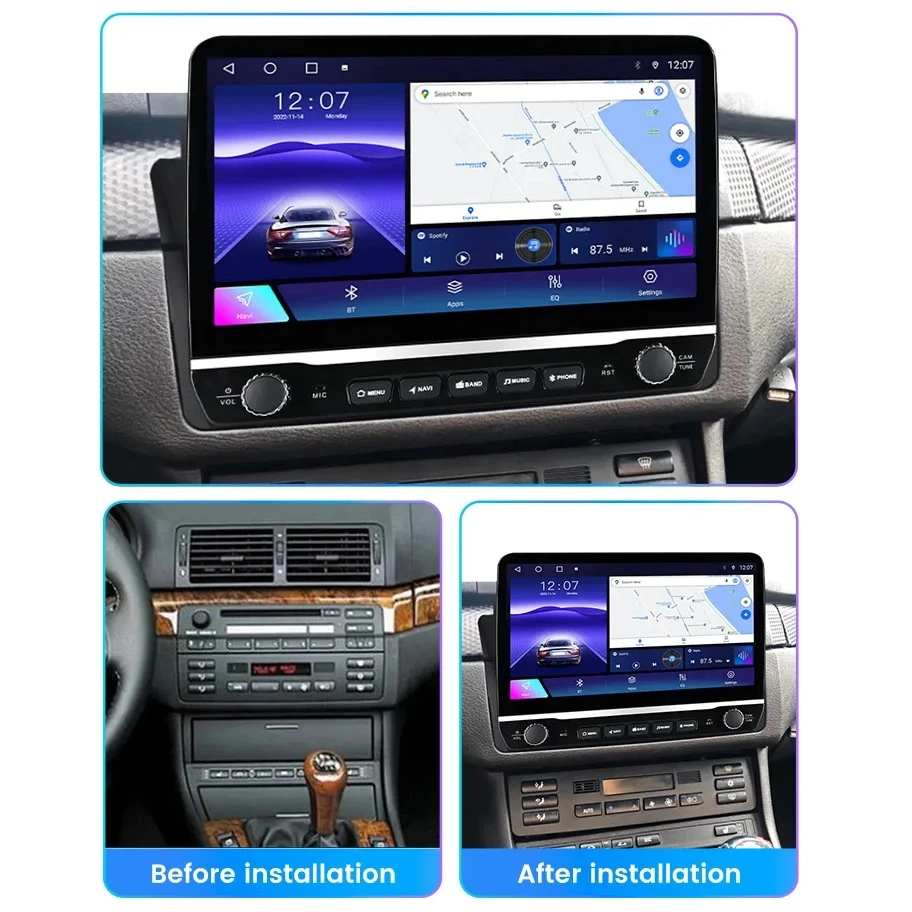 2Din Newest Two Buttons Android Car Multimedia For BMW E46 Multimedia Video Player Head Unit Radio Stereo Wireless CarPlay