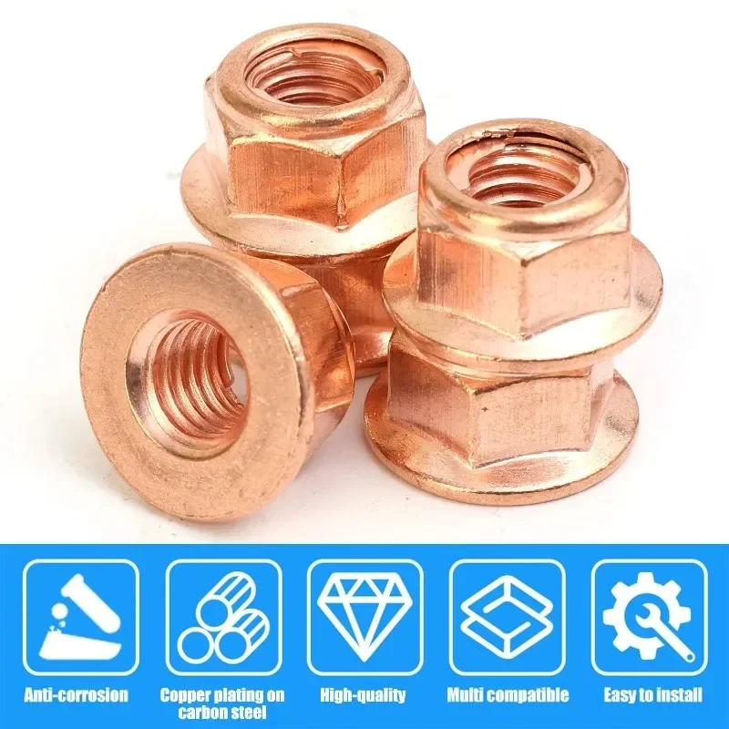 العادم شفة الجوز M8 النحاس المغلفة ل E30 3-سلسلة المنوع النازل ترصيع الذاتي قفل ارتفاع درجة الحرارة المكسرات طقم تصليح 20 قطعة #4