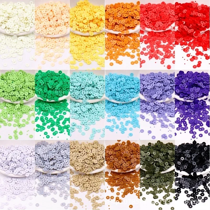 

4mm 2000pcs circular mesoporous solid color beads PVC loose bead sequins 22 color handmade DIY embroidery flat wholesale