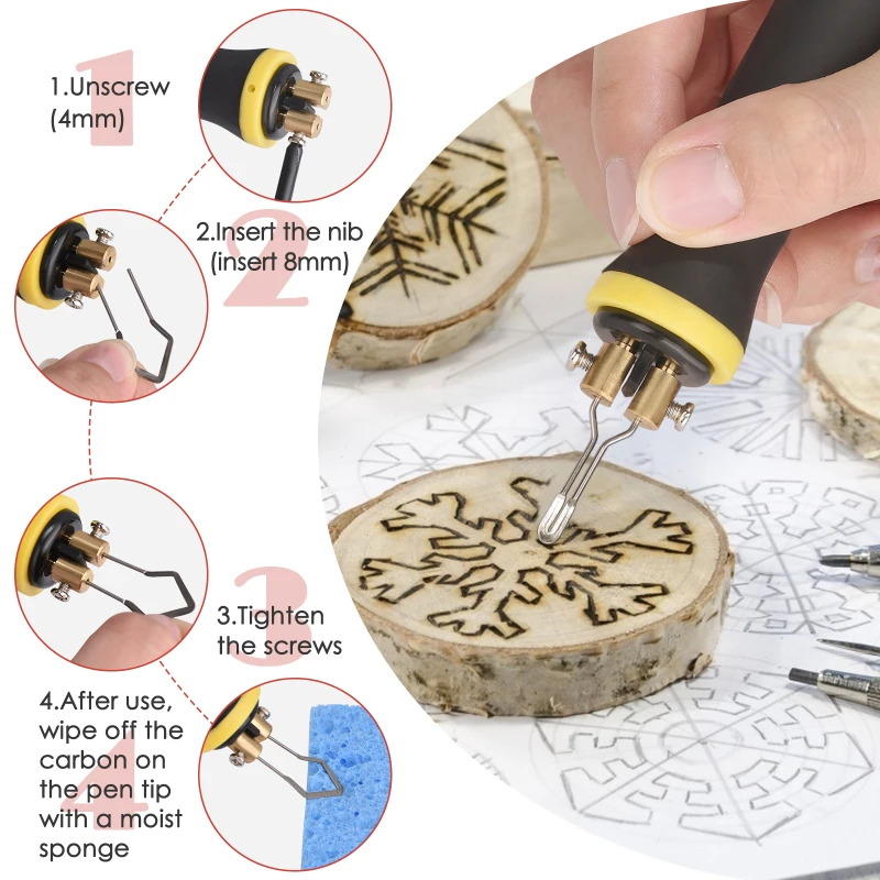 Professional Pyrography Machine, Soldering Iron Pirograbador, Adjustable Temperature Burner, Wood Board, Rice Paper, Electric