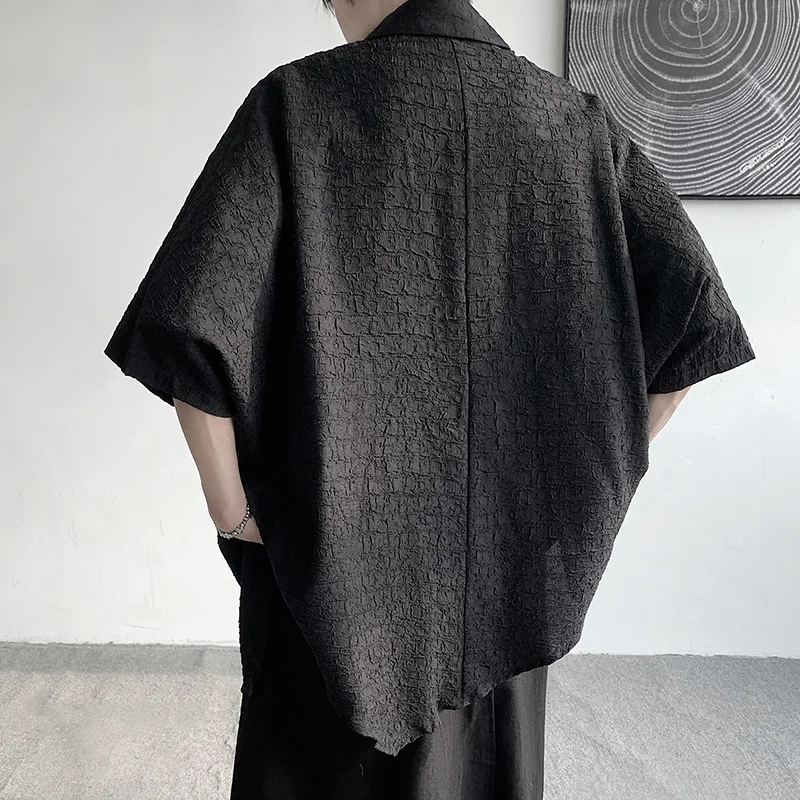 Shirts Men Floral Japanese Style Fashion Loose  Pleated Vibe All-match High Street Youthful Cool Designed Vintage surplice