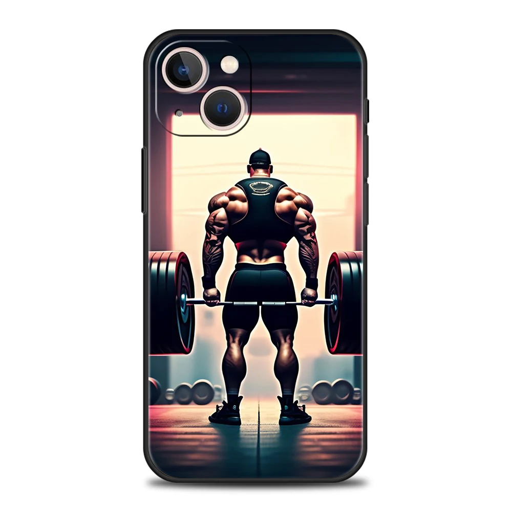 Barbell Deadlift Fitness Phone Case for iPhone 16 15 14 13 12 Pro Max 11 Pro Max 7 8 Plus XS XR Shockproof Soft Shell Bag