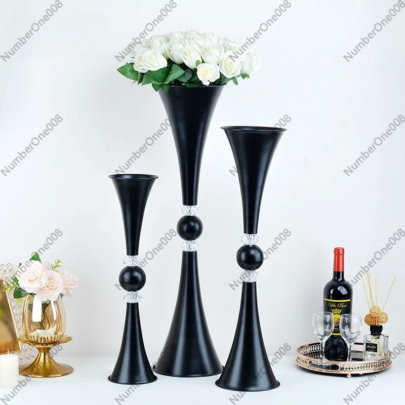 Iron Flower Stand, Crystal Vase Table Centerpiece, Wedding Arch Aisle Decor, Home Decoration