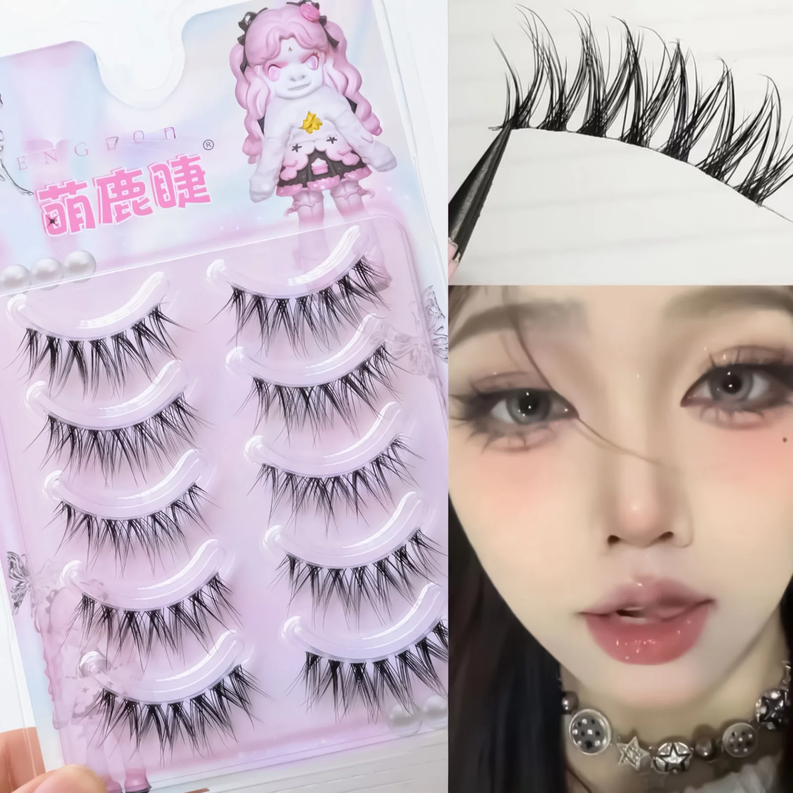 Little Devil Manga False Eyelashes full strips Transparent Band natural lashes For Natural Volume And Dramatic Look