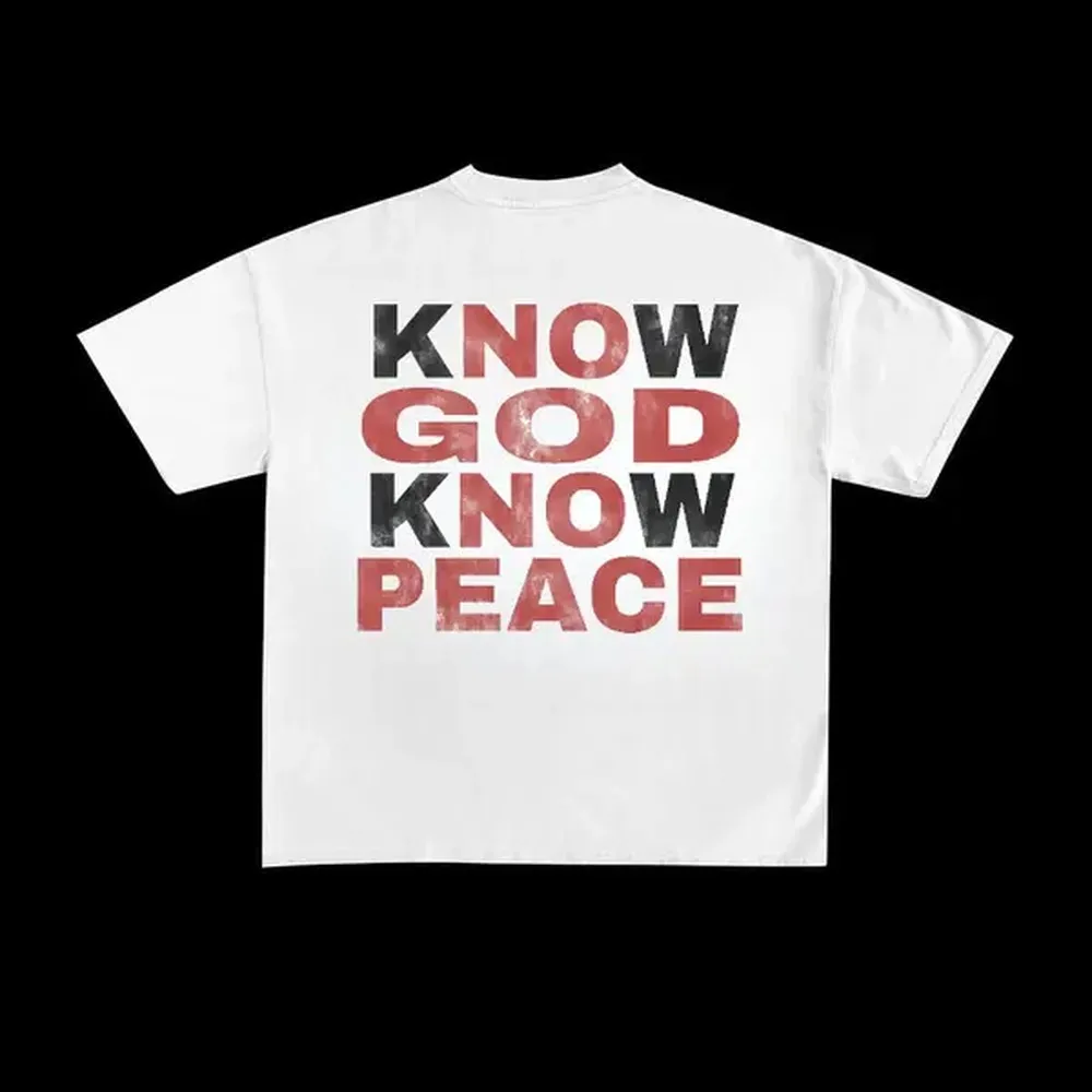 Graphic T-Shirt for Men and Women, Know God Know Peace Inspirational Quote Tee in 100% Cotton, Casual Loose Fit Round Neck, Graphic Shirts, Shirts For Women