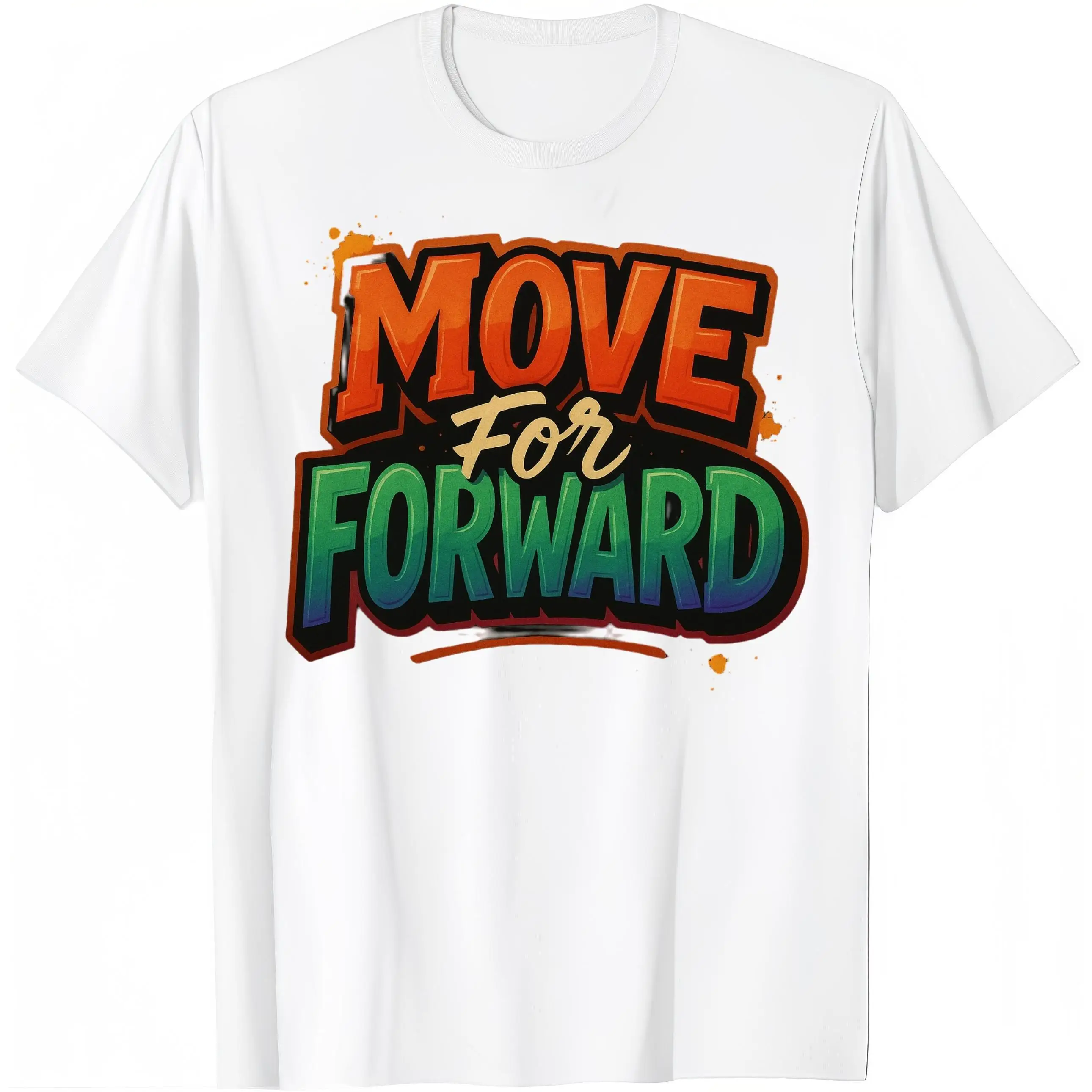 

Motivational "Move For Forward" T-Shirt, Positive Slogan Graphic Tee, Unisex Inspirational Top, Streetwear Gym Wear,Novelty Gift