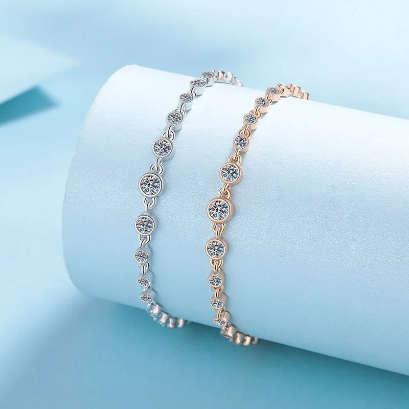 

Exquisite Bubble Moissanite Bracelet 0.87carat Platinum PT950 Light Luxury High Quality18K Champagne Gold Diamond Bracelet