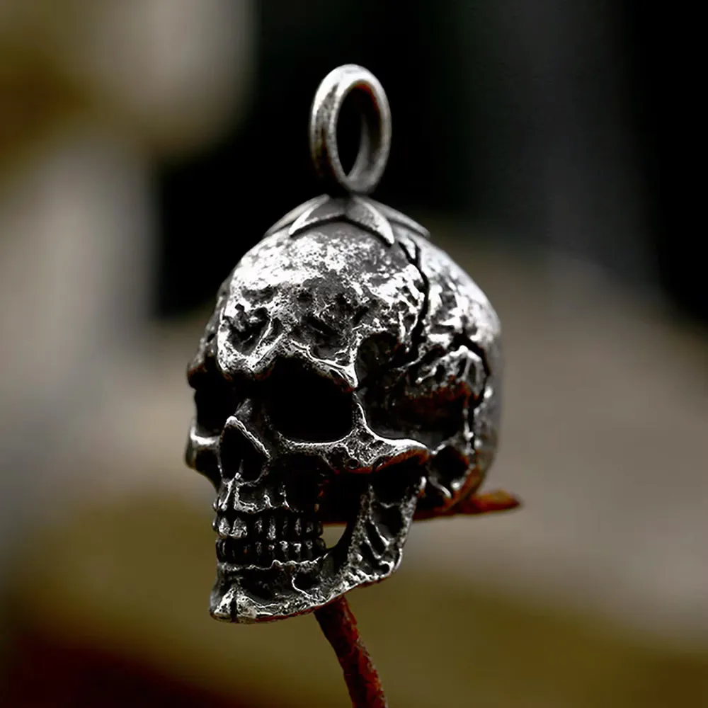 Retro Dark Skull Stainless Steel Pendant Necklace Punk Cool Trendy Chain Unisex Motorcycle Rider Street Fashion Jewelry Present