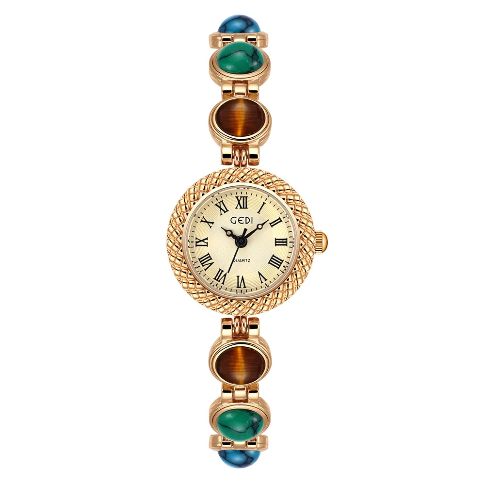 Women Bracelet Watch Ancient Luxury Premium Cat Eye Stone Colorful chain Watches Waterproof Ladies Fashion Quartz Wristwatch