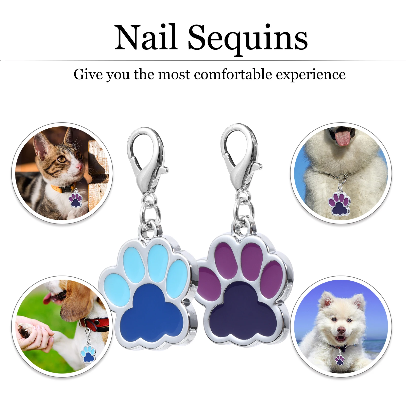 

6 Pcs Pet Metal Dog Card Personalized Tag Charm Pendent Key Chain ID Tags Zinc Alloy Hangings