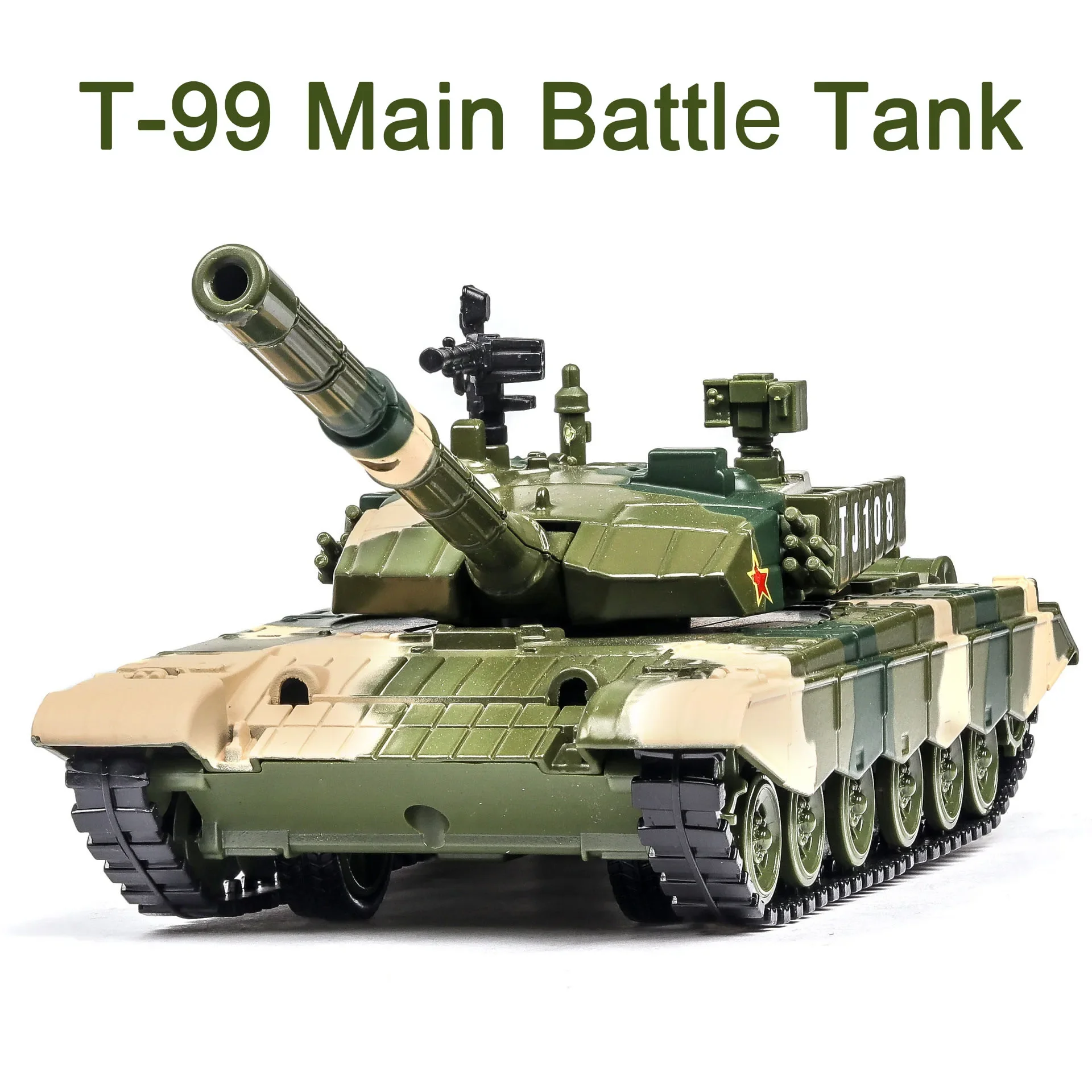 1/32 T-99 Main Battle Tank Car Model Toy Alloy Diecast with Pull Back Sound Light Tanks Model Toys for Kids Children\'s Day Gifts