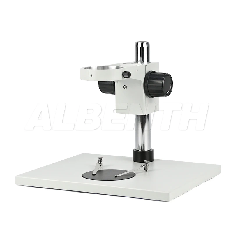 

Albenth Microscope Stand 76mm Coarse Focus Track Stand With Φ95mm Black White Contrast Plate For Zoom Stereo Microscope Head