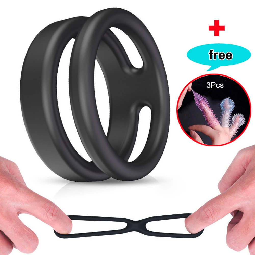 

Silicone Dual Penis Ring,Premium Stretchy Longer Harder Stronger Erection Cock Ring Erection Enhancing Sex Toy for Man Couples