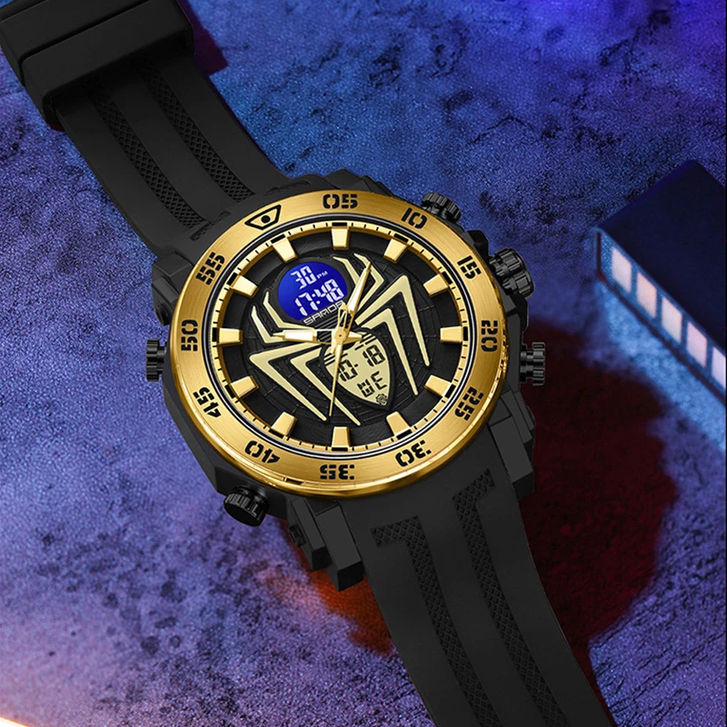 AL-101 นาฬิกาอิเล็กทรอนิกส์เรืองแสงแมงมุมสําหรับวัยรุ่น นาฬิกาปลุกผู้ชายทันสมัยและอินเทรนด์อเนกประสงค์