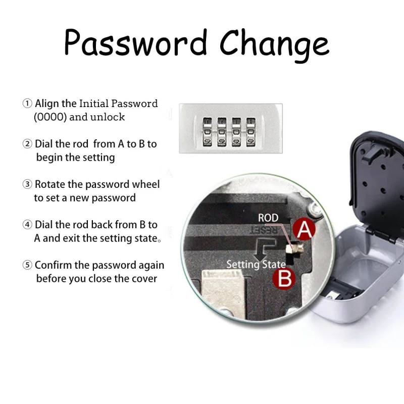 Wall Mounted Key Safe Box, Liga de alumínio, 4 Digit Combinação, Key Storage Lock Box, Indoor e Outdoor Chaves