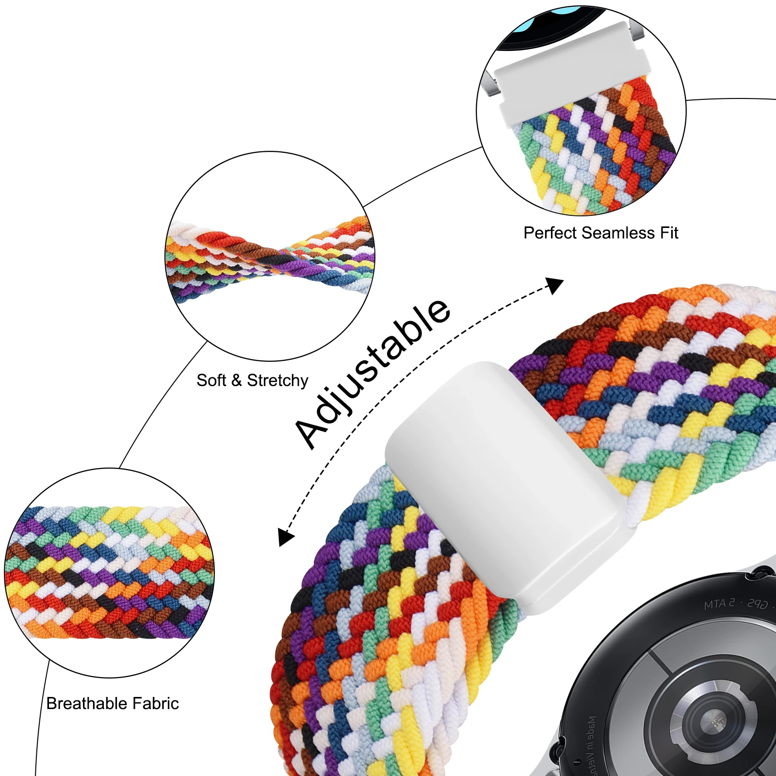 Bracelet magnétique tressé de 22mm, pour Huawei Watch 4 3 Pro/GT 4 3 2 46mm/GT Active/GT 46mm 42mm/GT 2e