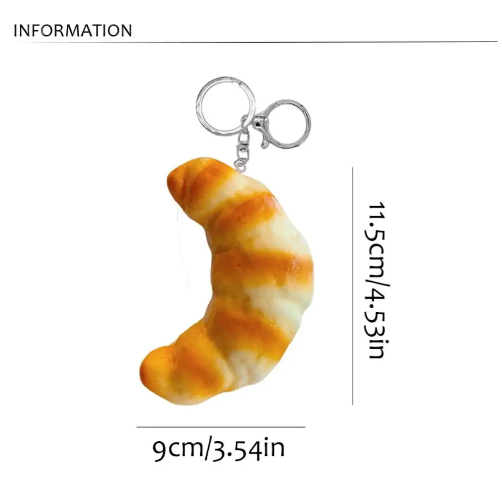 Cute Simulated Bread Keychain Soft Croissant Butter Bread Model Fidget Toys Korean Squeeze Toys Keyring