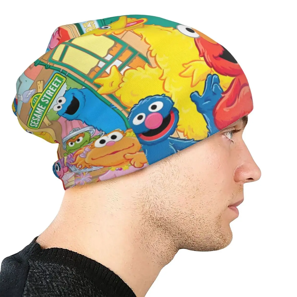 Comedia s-sésamo Street gorras Barrio Sésamo dibujos animados Vintage hombres mujeres calle Skullies gorros sombreros verano cálido gorro de doble uso