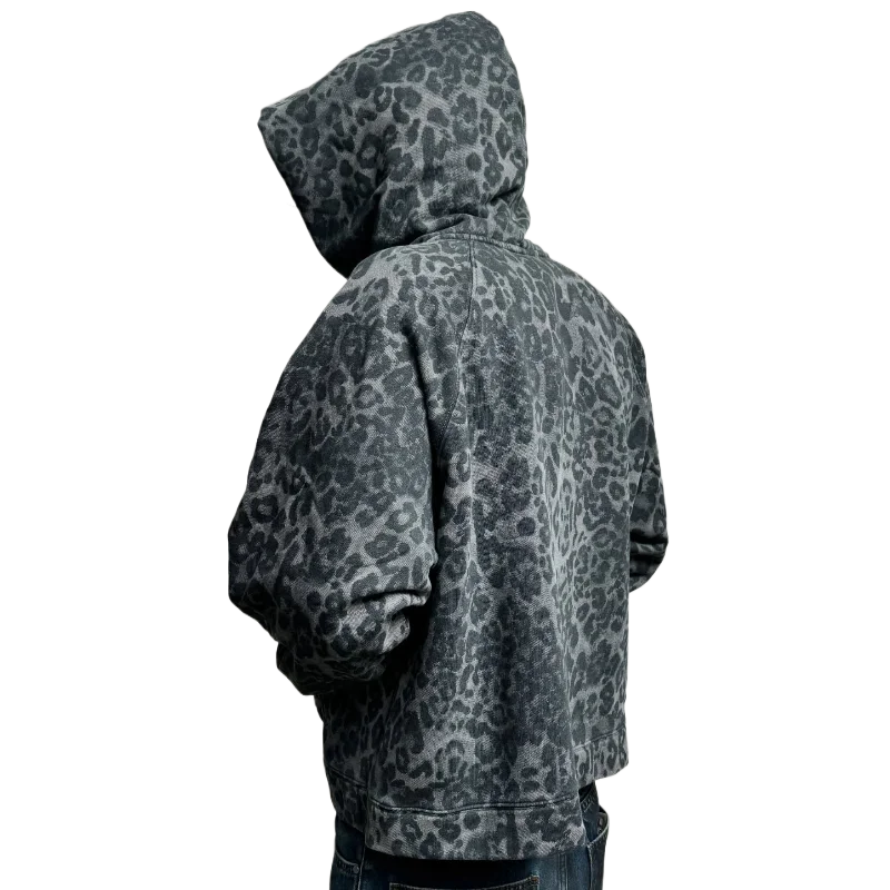 الأمريكية الرجعية ليوبارد طباعة سستة هوديي Y2K الملابس أزياء عارضة هوديي البلوز رجل إمرأة أزياء سترة