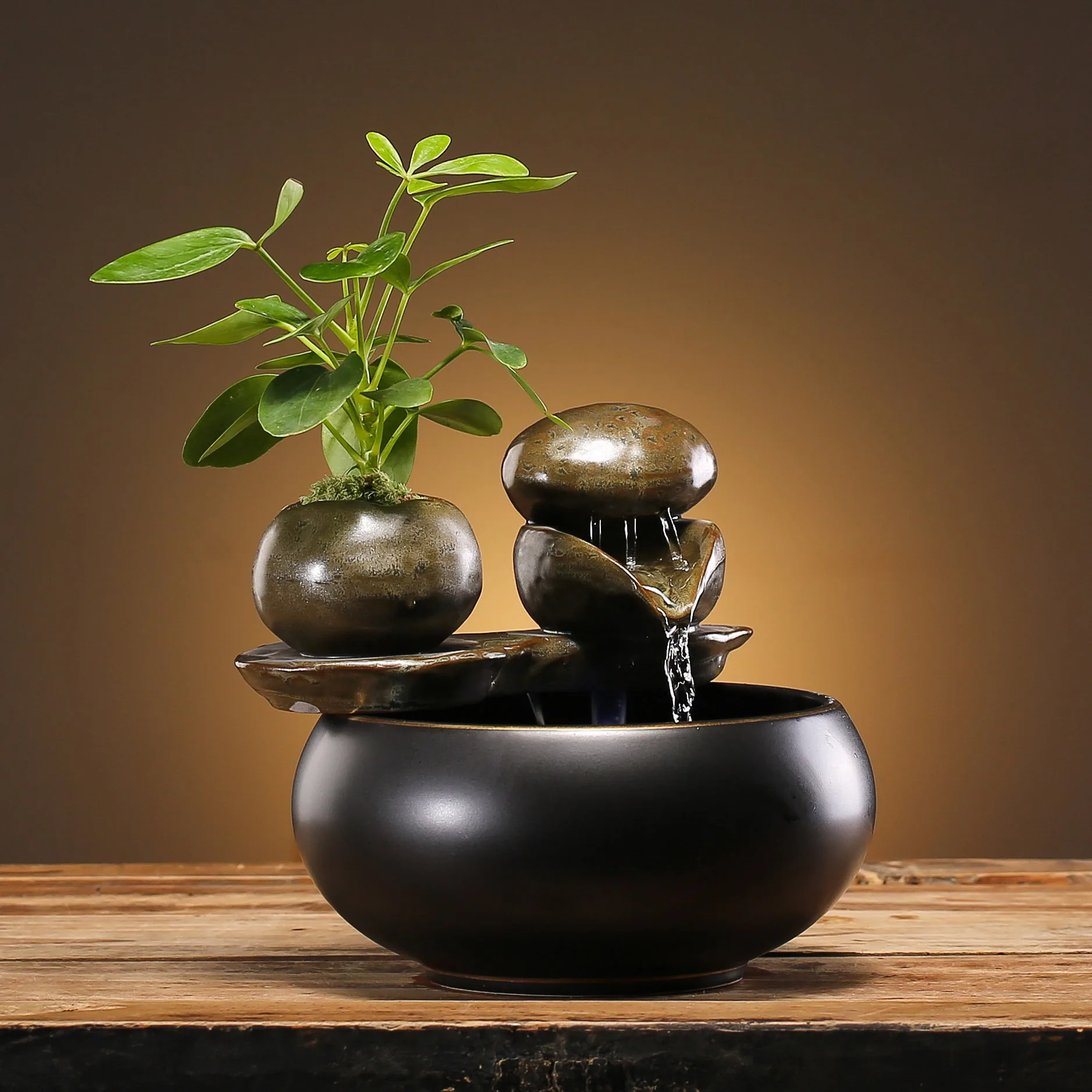 

Simple small flowing water ornament ceramic lucky Chinese zen tea table tea table office desktop study decoration